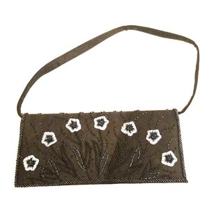Black formal Floral Embroidery Hand Bag